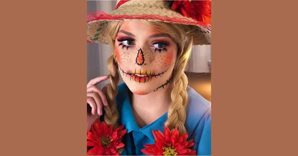 Cute Patchwork Scarecrow Face Paint