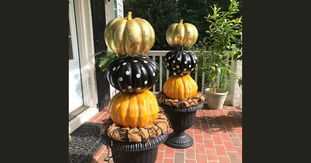 Best Stacked Front Porch Pumpkin Topiary