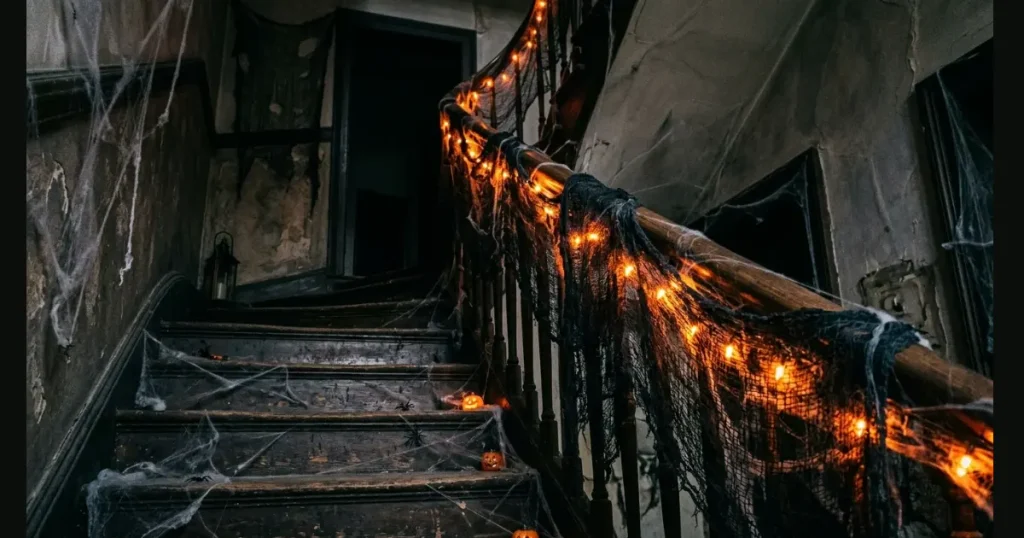 Spooky Creepy Fabric Staircase Railing Drape