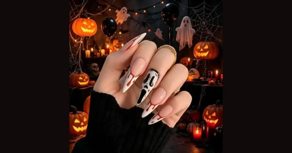 Affordable Vampire Blood Drip Stiletto Acrylics