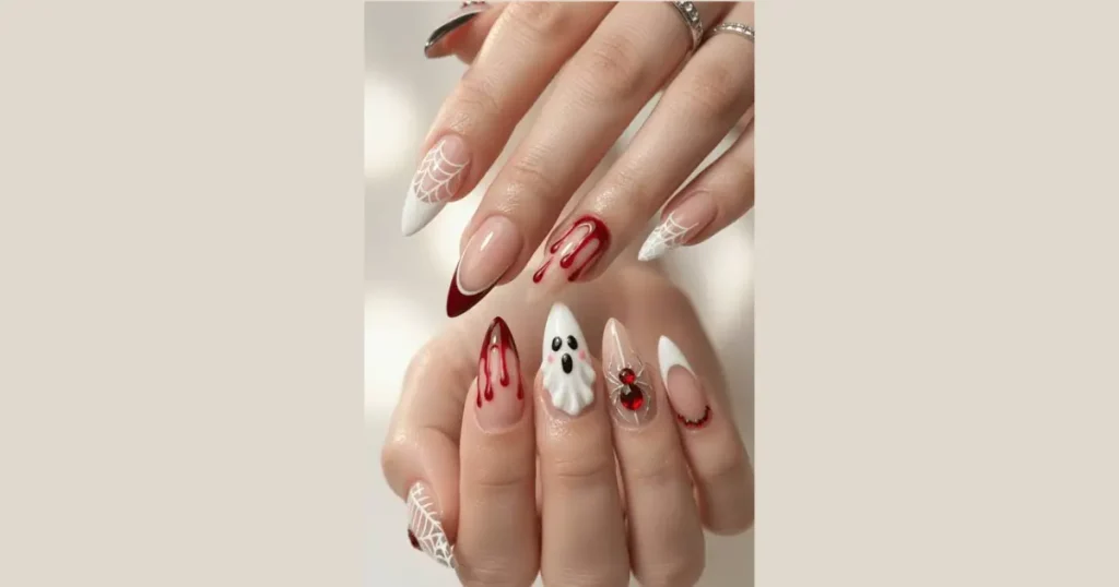 Top Ghostly French Tip Acrylic Nails