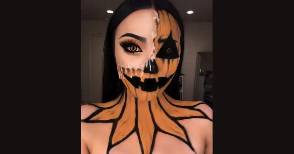 Bold Wicked Pumpkin Face Paint Makeup