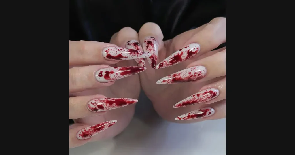 Affordable Bloody Splatter Accent Nails