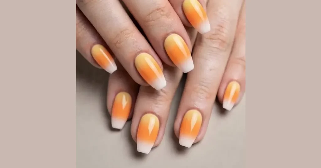 Sweet Candy Corn Ombre Nails