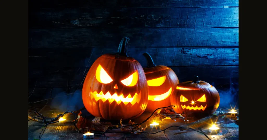 Chic Carved Jack-O-Lantern Ceremony Aisle