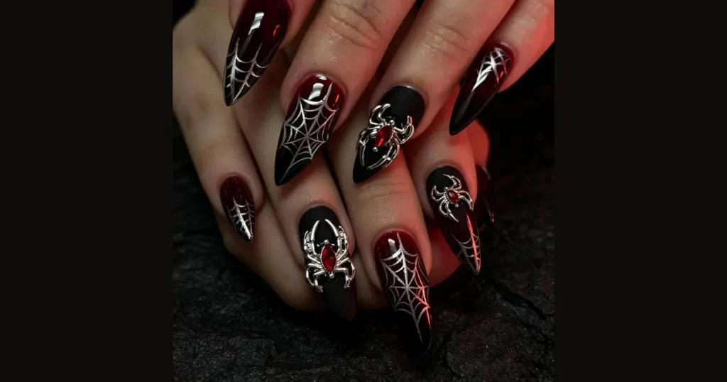 Affordable Chrome Spider Accent Nails