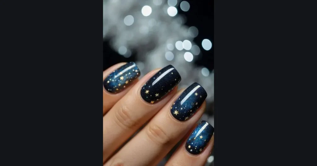 Classic Midnight Starry Sky Nails