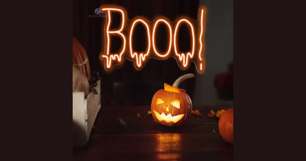 Affordable Glowing Neon Boo Window Sign